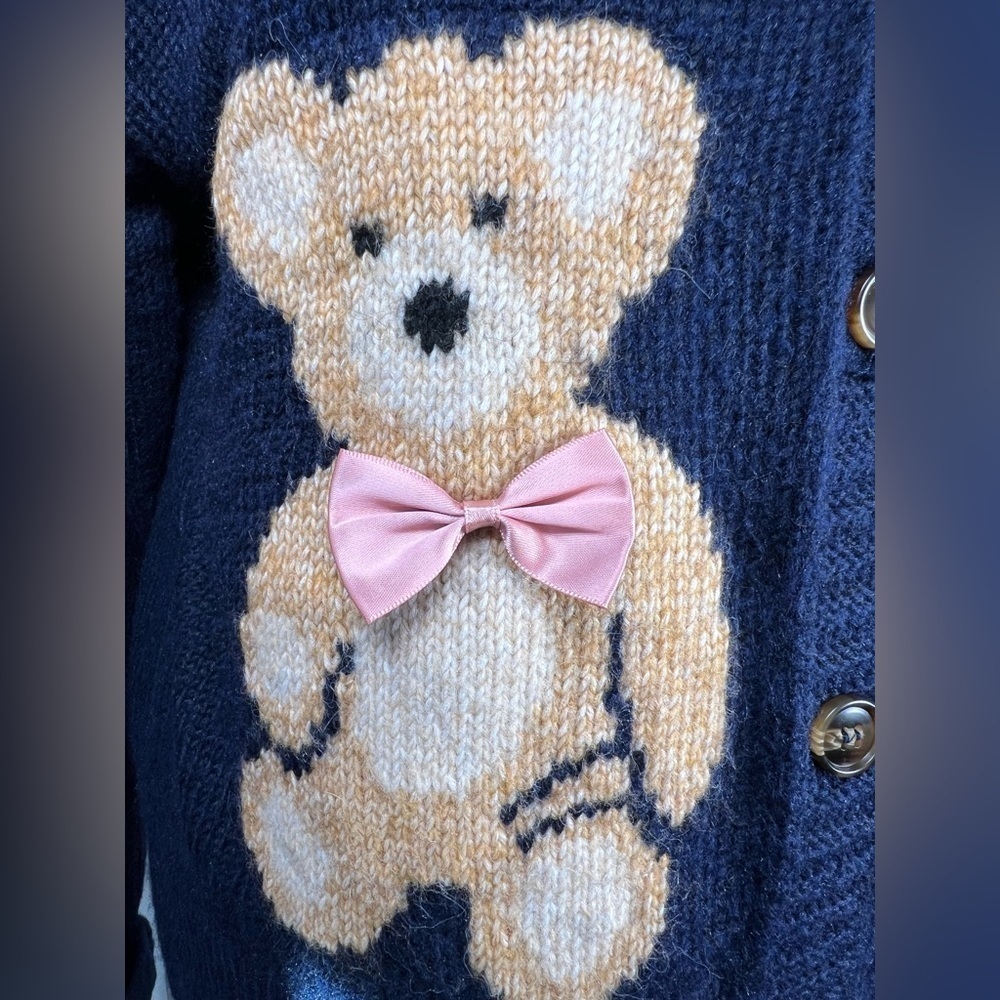 NWT Coco & Shay Teddy Bear Knit Cardigan Sweater Navy Blue Sizes XL, M - Picture 2 of 5
